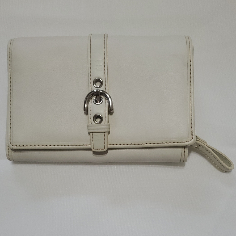 Coach Cream Women's Wallet with Silver Accents